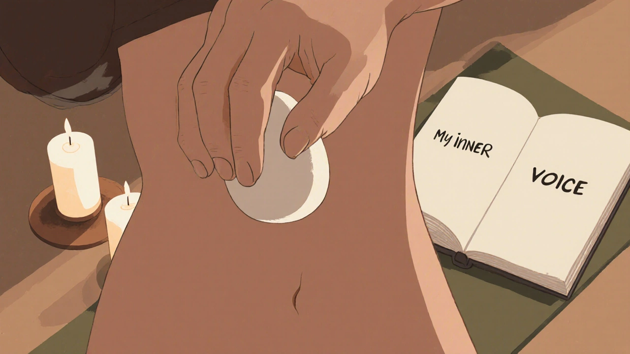 Kadının eli, yumurta şeklindeki ağırlığı içeri yavaşça sokuyor, mum ışığıyla aydınlatılmış bir ortamda.