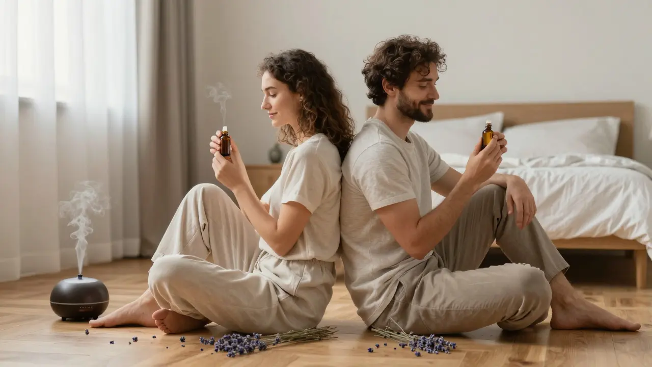 İki kişi, haftalık masaj ritüeline hazırlanıyor, sakin bir odada.