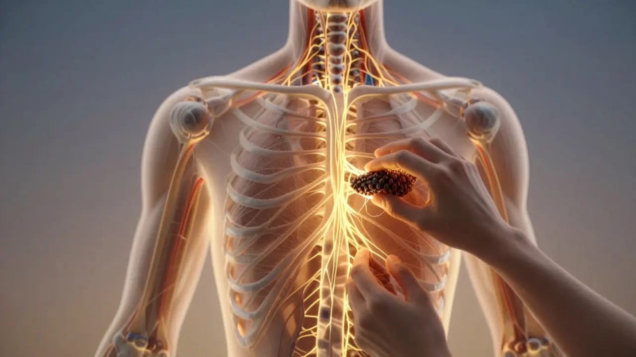 İnsan vücudunun fasya ağının içsel yapısı, sertliklerin çözülmesiyle gösteriliyor.