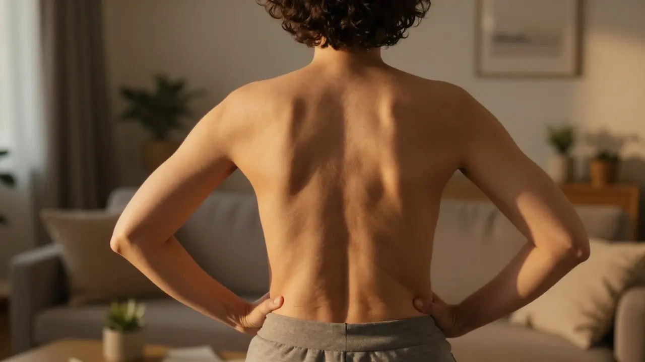 İyileşme sonrası dik duruş sergileyen rahatlamış insan silüeti