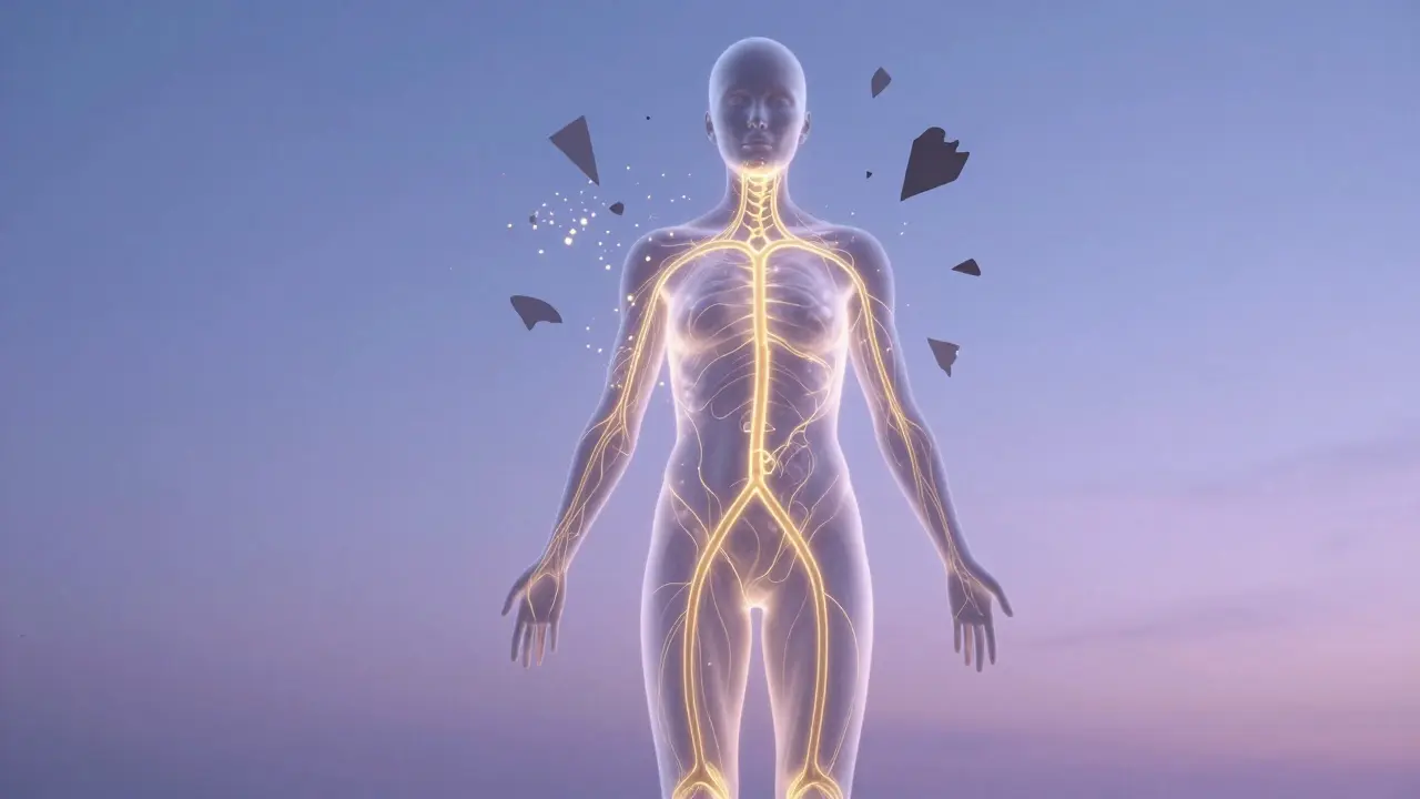 Stresin dağıldığını gösteren altın çizgilerli soyut sanat eseri.