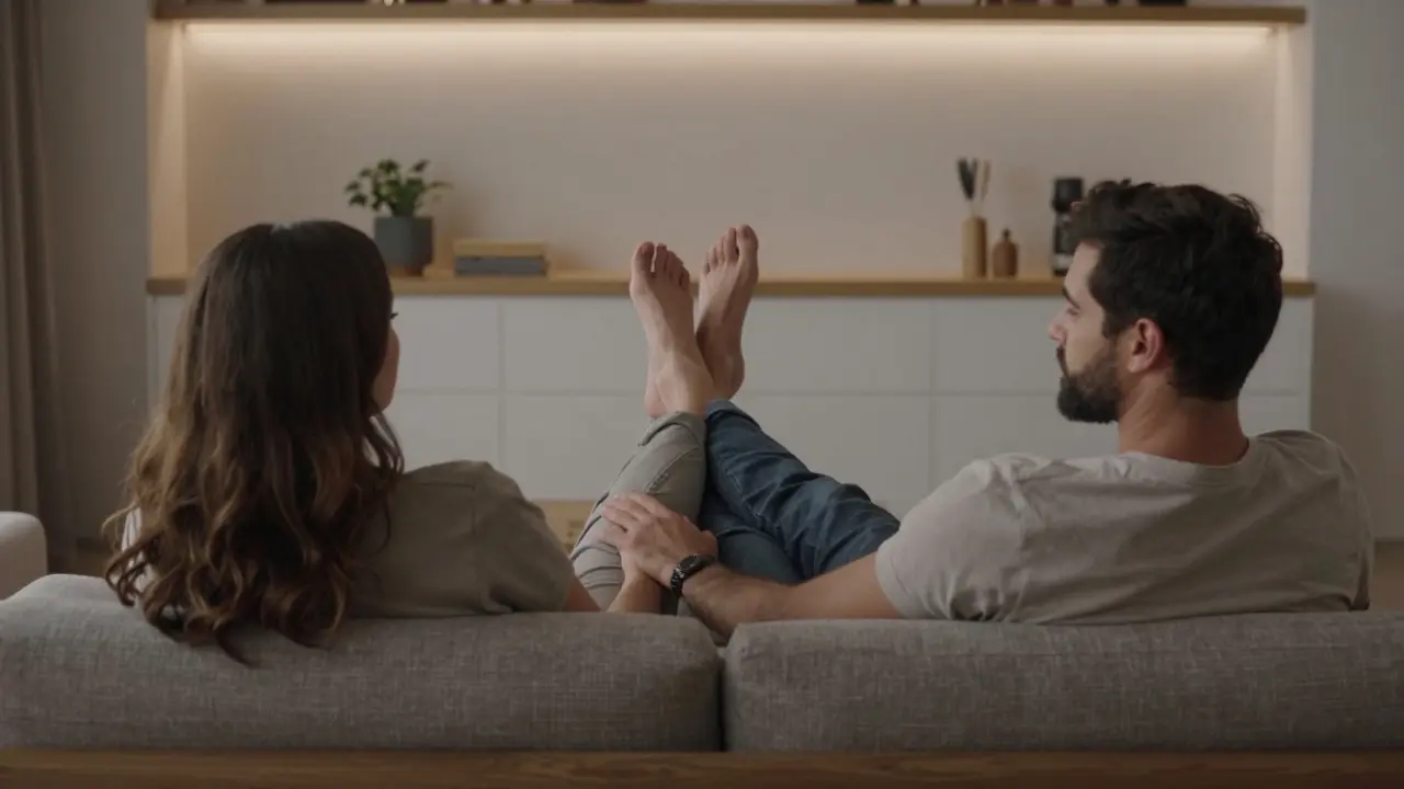 Koltukta birbirine yakın ve huzurlu şekilde dinlenen bir çift.