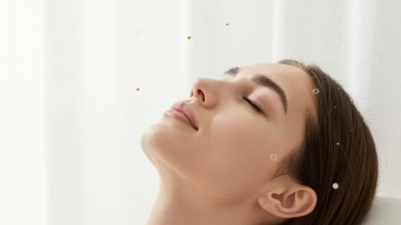 Masaj sonrası derin rahatlama ve huzur içinde olan bir kişi.