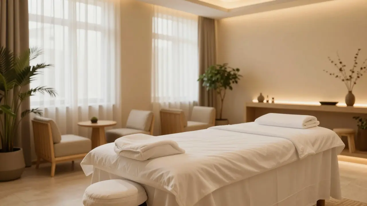 Sakin ve hijyenik bir Türk spa merkezi iç mekanı